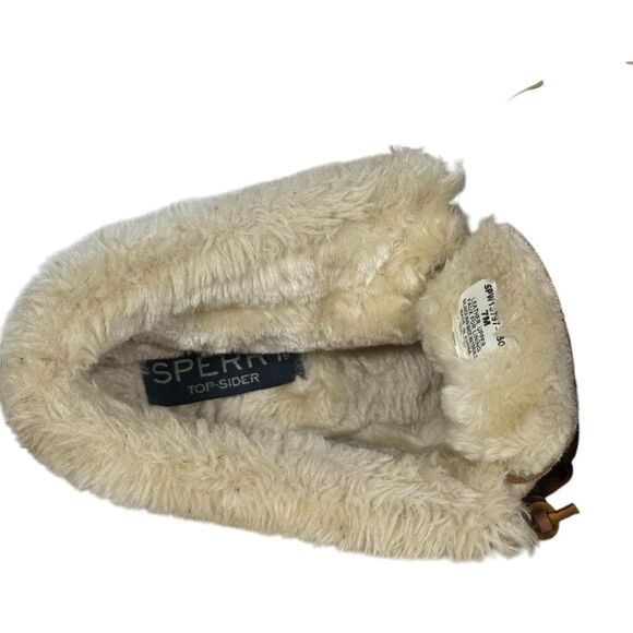 Sperry Top Sider Women’s Faux Fur Lined Duck Bootie Slipper Size 7 Whiskey Suede - Picture 9 of 10